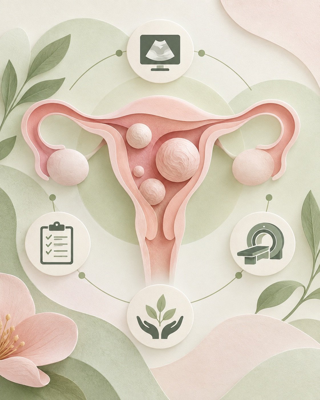 Illustration for Fibroids: Symptoms, Scans and Treatment Choices